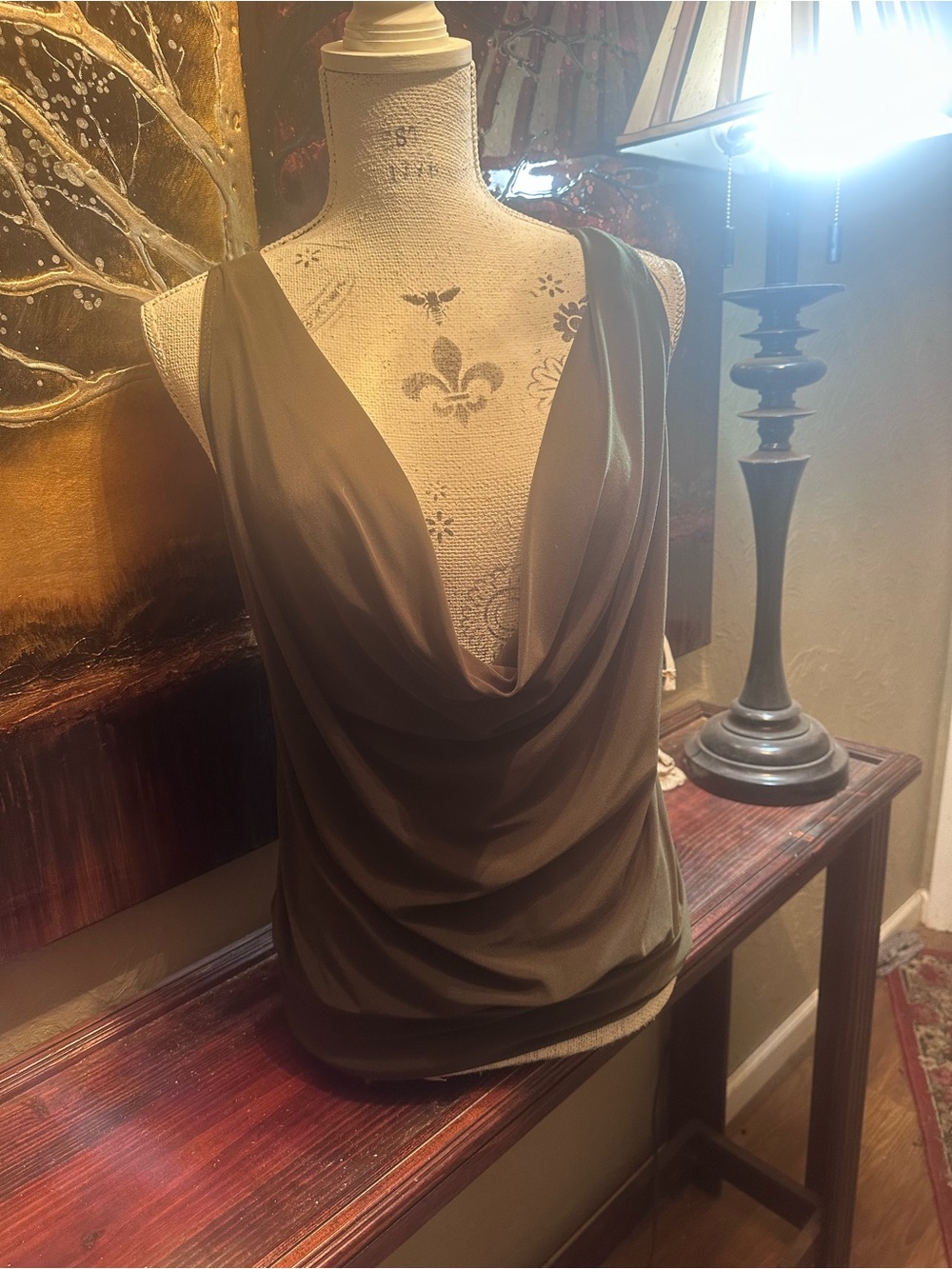 Wet Seal Olive Green Draped Cowl Neck Camisole